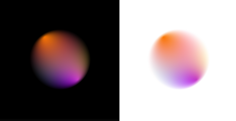 Iridescent liquid gradient circle with subtle shimmer, floating rainbow drops, curling mesh patterns, soft neon glow, blended colors, luminous round banner PNG.