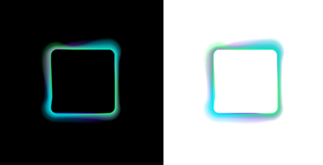 Square neon LED frame with pink glowing lines, png format. Bright LED glow outlines the sharp corners and smooth edges. Soft gradient radiates around the luminous square form.