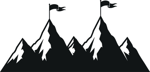 Mountains with flags vector