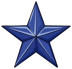 Blue five-pointed star illustration with highlights and shadow details