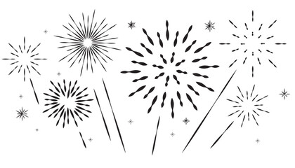 A captivating display of stylized black and white fireworks vector illustration © wajuddin