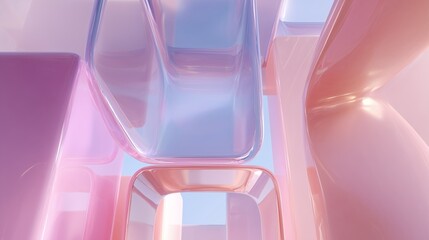 Abstract shapes in soft pastel colors create a serene modern art environment