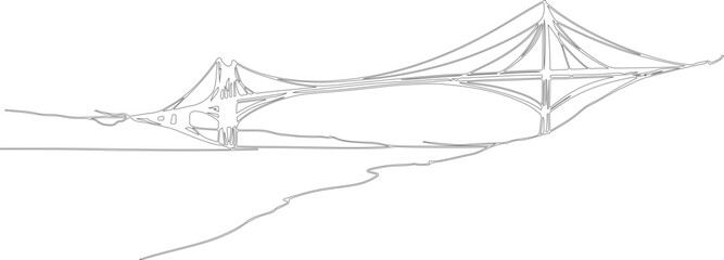 hand drawn vector illustration of an old bridge or sketch art modern bridge made with various lines patterns. © Namira