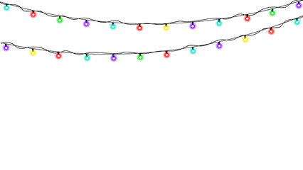 Illuminated multicolor hanging lights with string , vibrant decorative element for modern graphic design