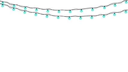 Glowing blue hanging lights with string , clean luminous decoration element for modern design and creative projects