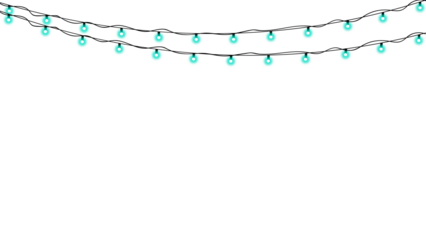 Glowing blue hanging lights with string , clean luminous decoration element for modern design and creative projects