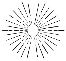 Obraz premium Retro Sunburst Graphic with Radial Lines and Center Circle