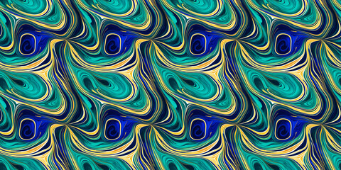 Obraz premium Creative marble and ink swirl, emerald, sapphire, gold, suitable for wallpaper, backgrounds, digital art