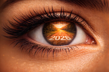 scene of new year celebrations in human eye

