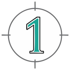 Number One inside a Circle with Crosshairs Focus Goal achievement concept