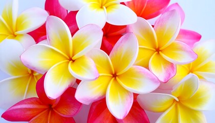 Close-up of vibrant plumeria flowers