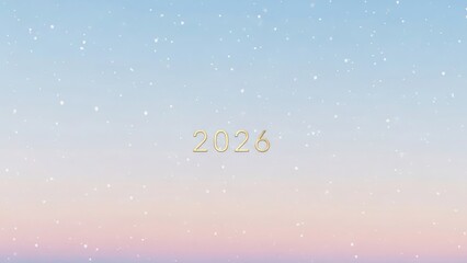 Golden 2026 text with falling snow effect year numbers