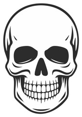 Fototapeta premium Monochromatic Human Skull Face Outline with Empty Eye Sockets and Open Mouth