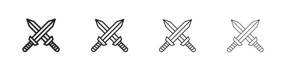 Obraz premium Role playing game icons, Set of linear icons. Black linear palm icons