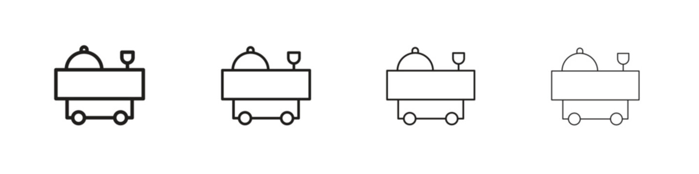 Room service icons, Set of linear icons. Black linear palm icons