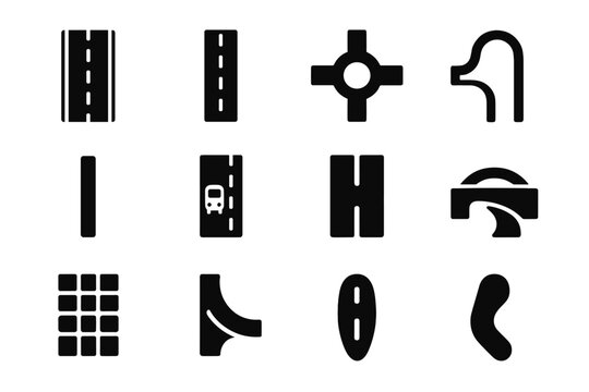 Contour strip main curb divider street icon layout roundabout icons band lane