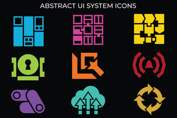 Colorful abstract UI system icons for modern digital design projects