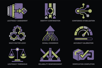 Modern security icons for digital verification and authentication processes
