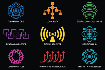 Artificial intelligence concepts and technology symbols