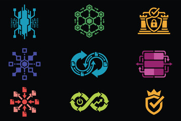 Vibrant technology icons for business and innovation solutions