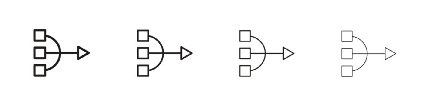 Simplify icons, Set of linear icons. Black linear palm icons