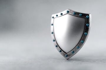 Digital protection symbol with shield design and blue accents on surface