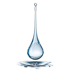 Single water drop in motion