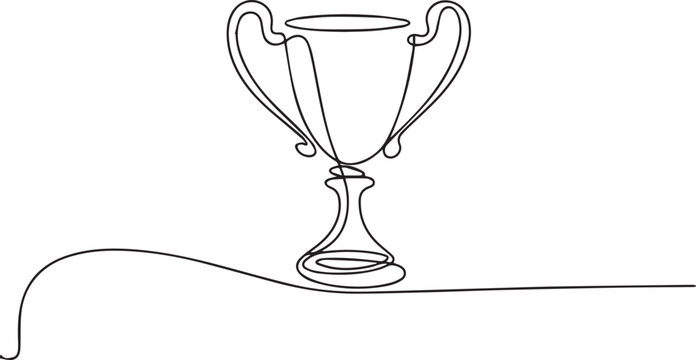 Continuous one line drawing of Award trophy cup.one line vector illustration with out background.