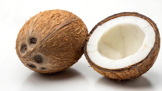 coconut tropical fruit isolated on white background video