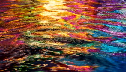 Colorful Iridescent Water Surface With Shimmering Reflections And Fluid Ripples
