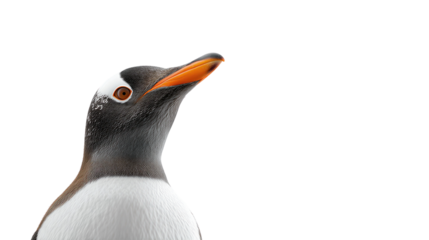Portrait of a Gentoo Penguin on White Background Clipart PNG Element