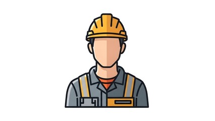 Professional construction worker illustration wearing a hard hat and safety vest, symbolizing labor and industry expertise