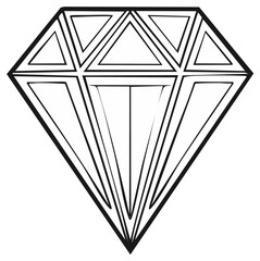 Outlined gemstone illustration, a symbol of brilliance and clarity, rendered in bold black lines against a clean backdrop.