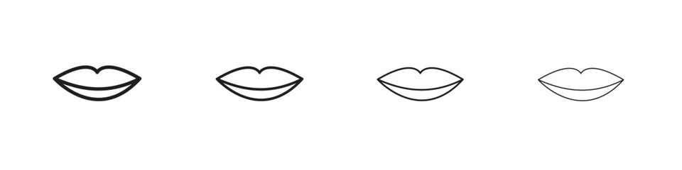 Fototapeta premium Thin lips icons, Set of linear icons. Black linear palm icons