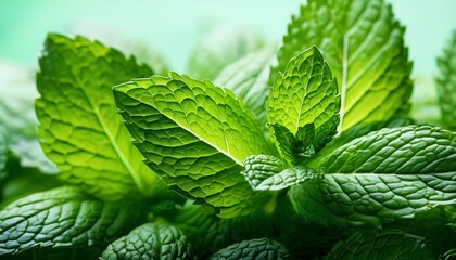 Close Up Of Fresh Mint Leaves