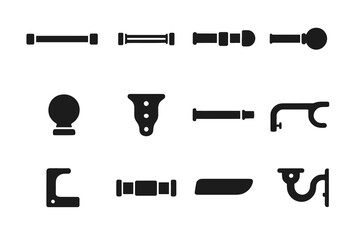 Fototapeta premium Rounded curtain icons arc support rod piece panel compact tile icon vector