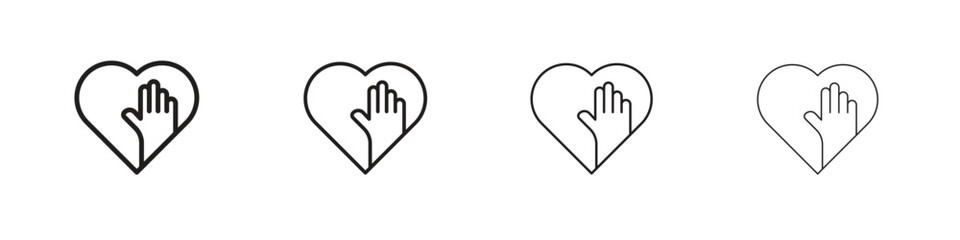 Obraz premium Voluntary service icons, Set of linear icons. Black linear palm icons