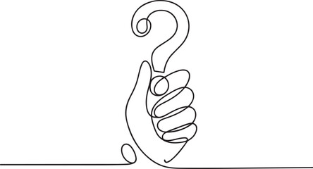 Vector art of hand holding question mark.one line vector illustration with out background.