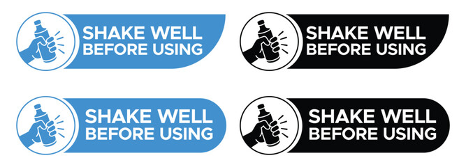 Shake Well Before Using Label Vector - Product Packaging Instructions Set