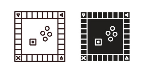 Game board icons. thin line and glyph vector icons pack on white background