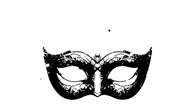 Intricate black masquerade mask with lace detailing suitable for theater, carnival and decorative design.