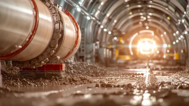 Underground Engineering Marvel: Capturing the essence of a massive tunnel boring machine at work. A symphony of engineering prowess shaping the earth.