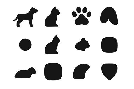 Pet soft icon subtle tile simple silhouette vector minimal cat icons micro