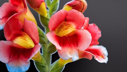 Stylized Red Antirrhinum Flower With Yellow Center And Blue Outline On A Transparent Background