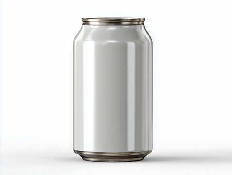 Blank white aluminum can for composite on a white background.