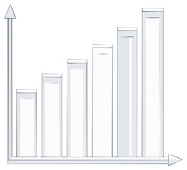 Simple hand drawn bar chart illustrating increasing business data and financial growth success