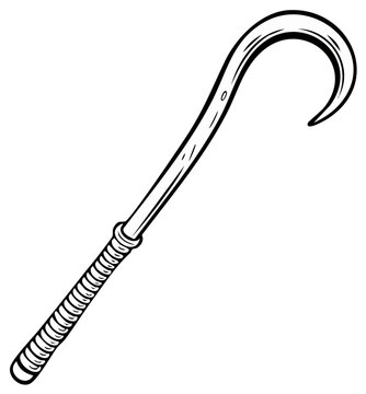 Ancient Egyptian Pharaohs Crook Staff Heka Scepter Line Art Illustration