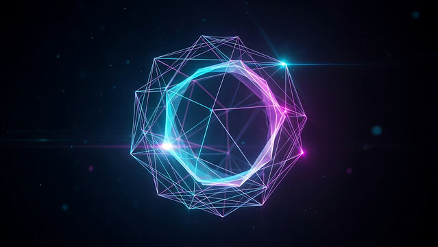 Abstract glowing digital network sphere representing data connection and futuristic technology. - Powered by Adobe
