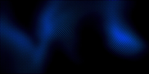 Obraz premium Electric Blue Halftone Grid on Black: Modern Abstract Background Texture