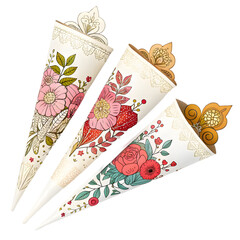 Floral paper cones for wedding favors